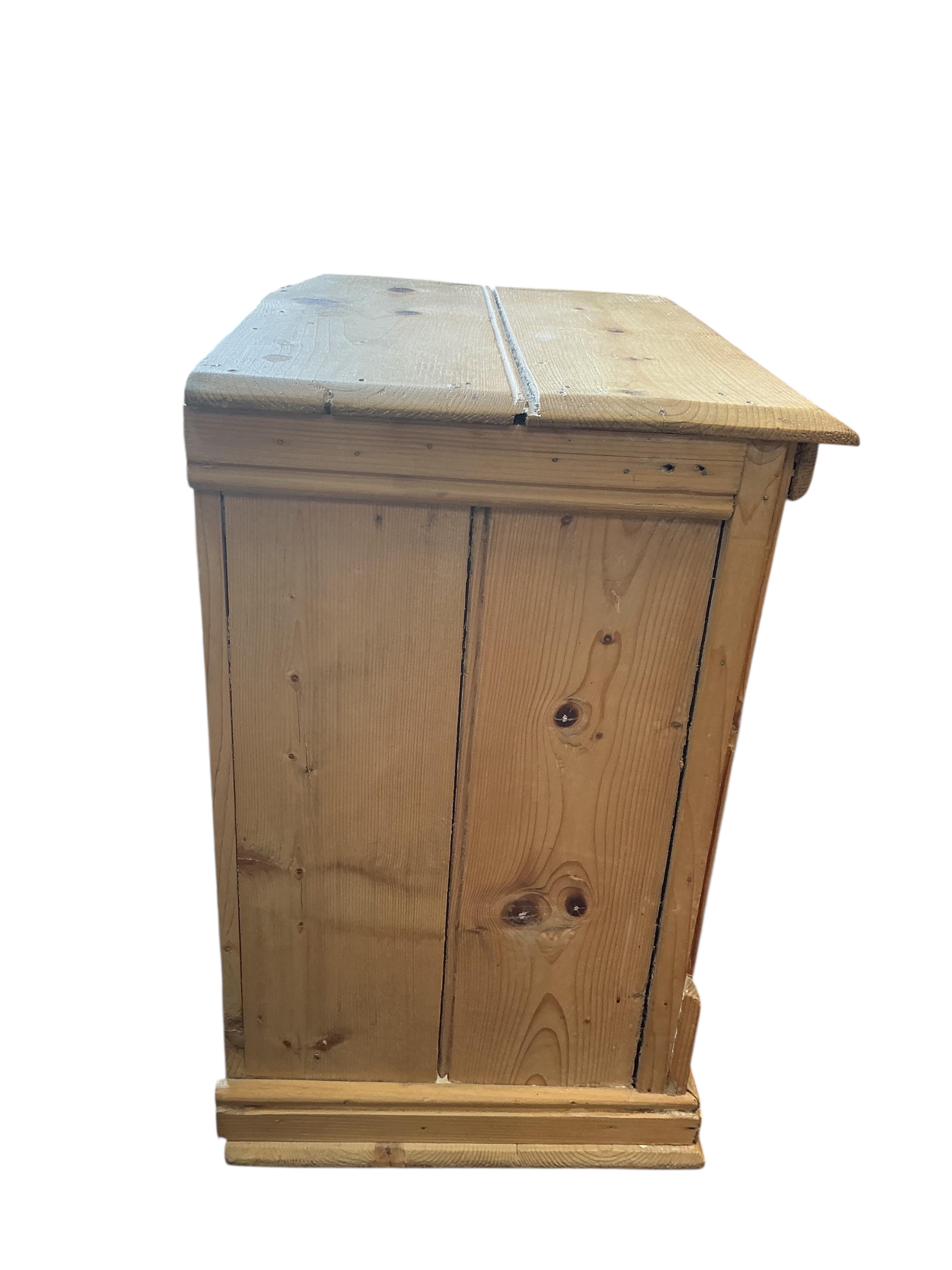 A small 19th century glazed pine table top cabinet, width 37cm, depth 29cm, height 46cm